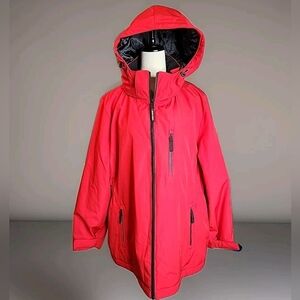 Calvin Klein Men's Size XXL 3 in 1 Jacket Red Removable Hoodie